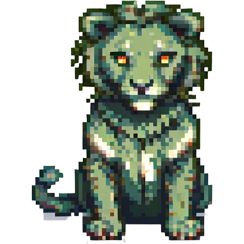 zodiacal Leo sign, olive green color, pixel art style emoji