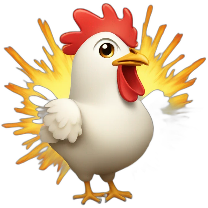 A chicken with an exploding head emoji