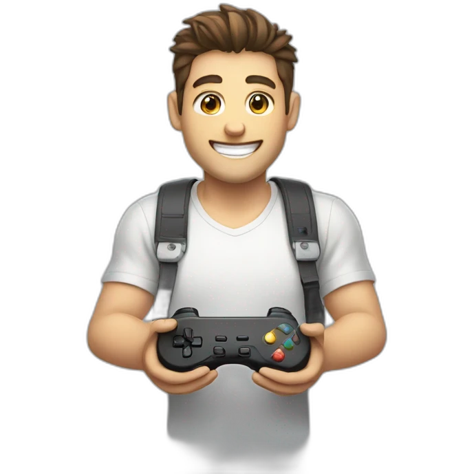 A GUY PLAY VIDEO GAMES CONSOLE SMILE emoji