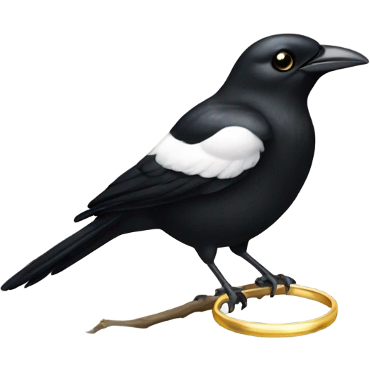 Bird magpie with golden ring emoji