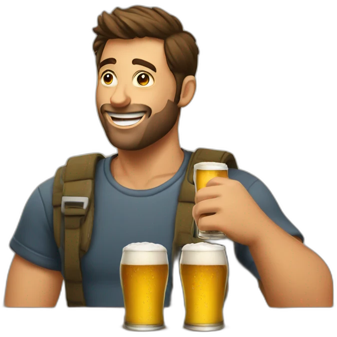 men drink beer with wall emoji