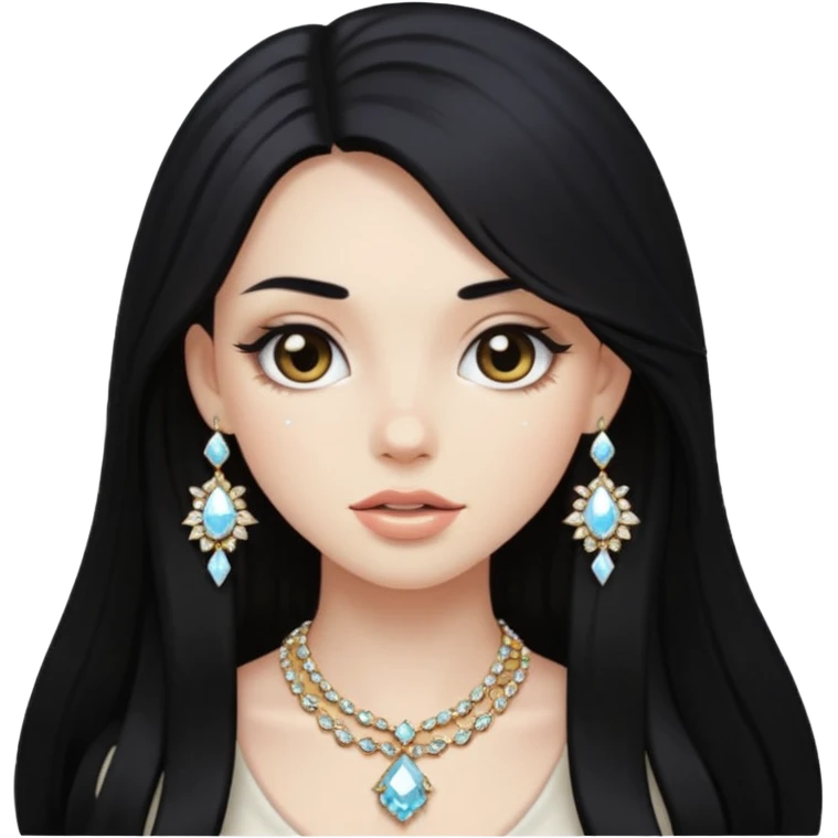 pale girl with long black hair bling emoji