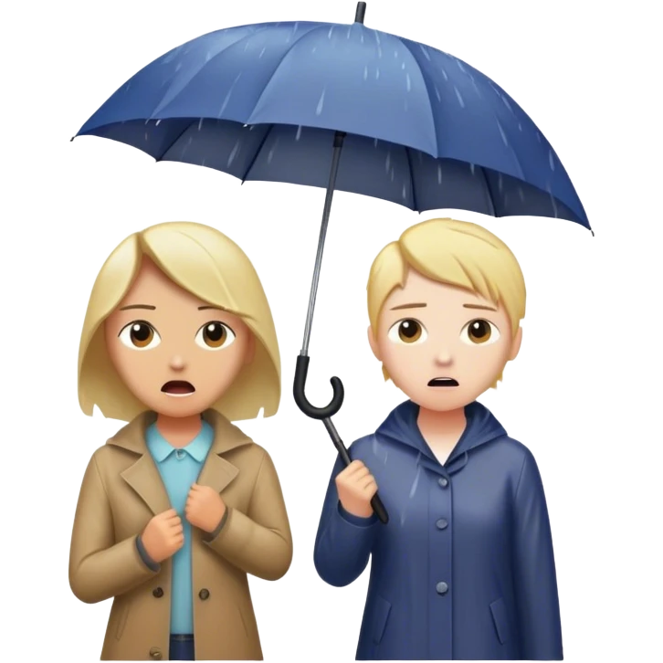 A person stands in the rain holding an umbrella, while another person outside of the umbrella (the narcissist) screams at the storm, getting drenched. The first person looks calm and dry, choosing to protect themselves rather than fight the uncontrollable.  emoji