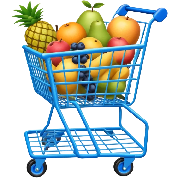 tropic fruits in a blue Shopping cart  emoji