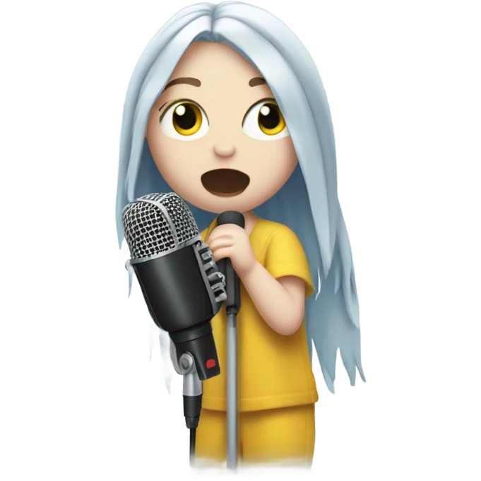 Billie Eilish singing with a microphone emoji