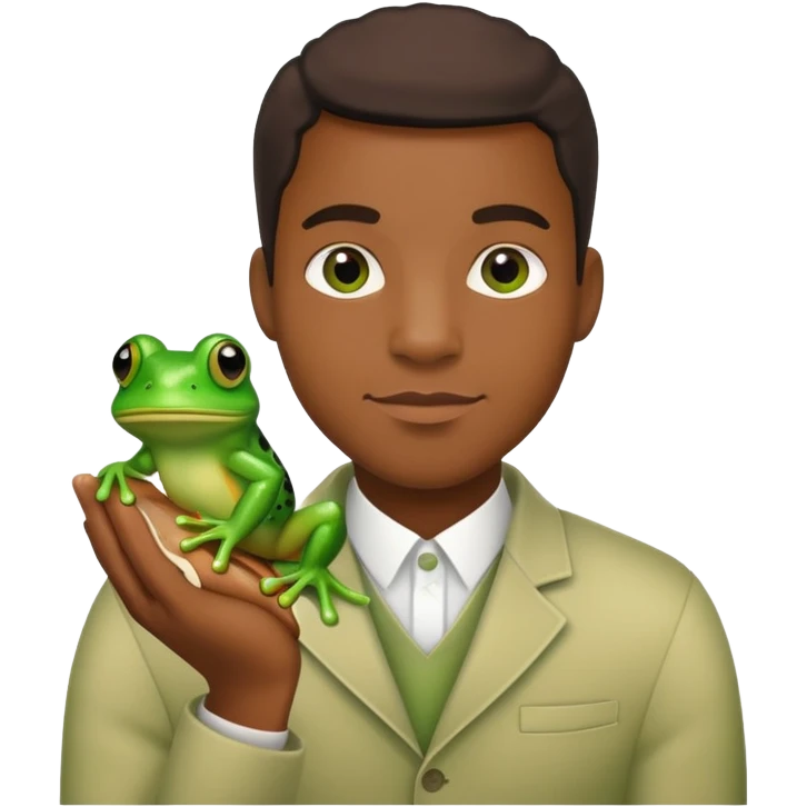 Black man holding a frog emoji