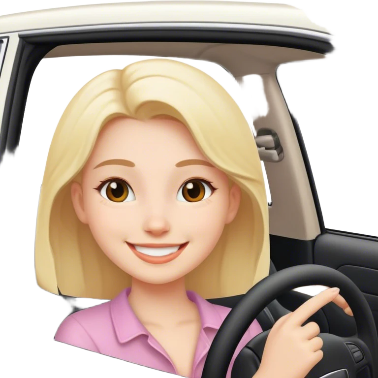 girl in car smiling emoji