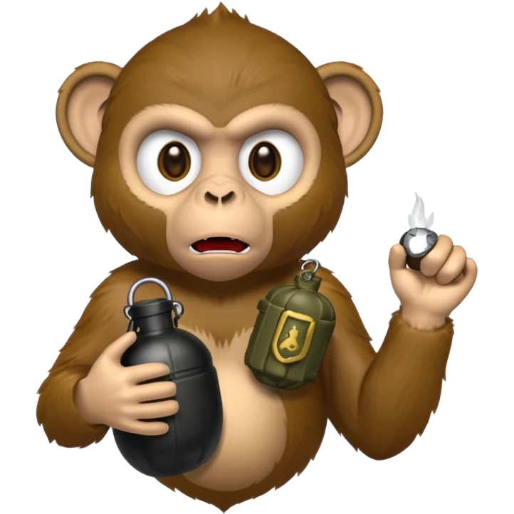 A monkey with a grenade emoji