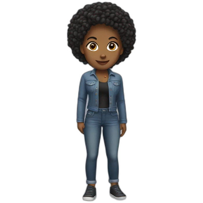 Mujer negra pelo recogido emoji