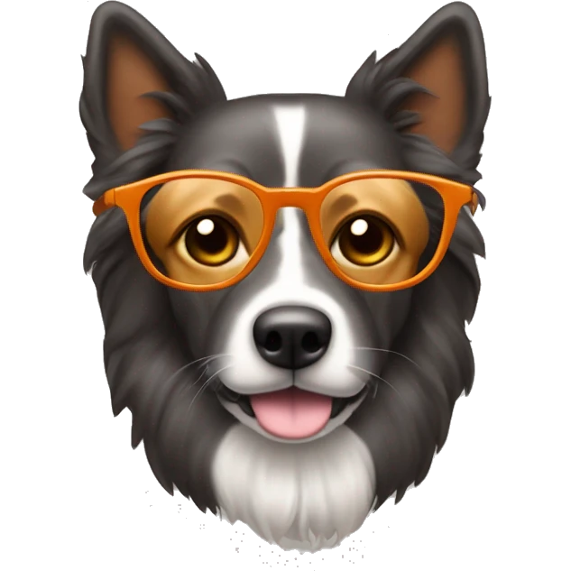 Perro filsofico, con lentes, de color anaranjado emoji