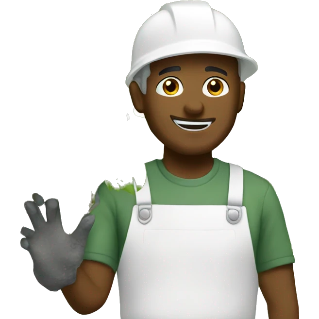 White Landscaper planting bushes emoji