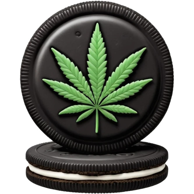 black and white oreo cookies with cannabis leaf emoji