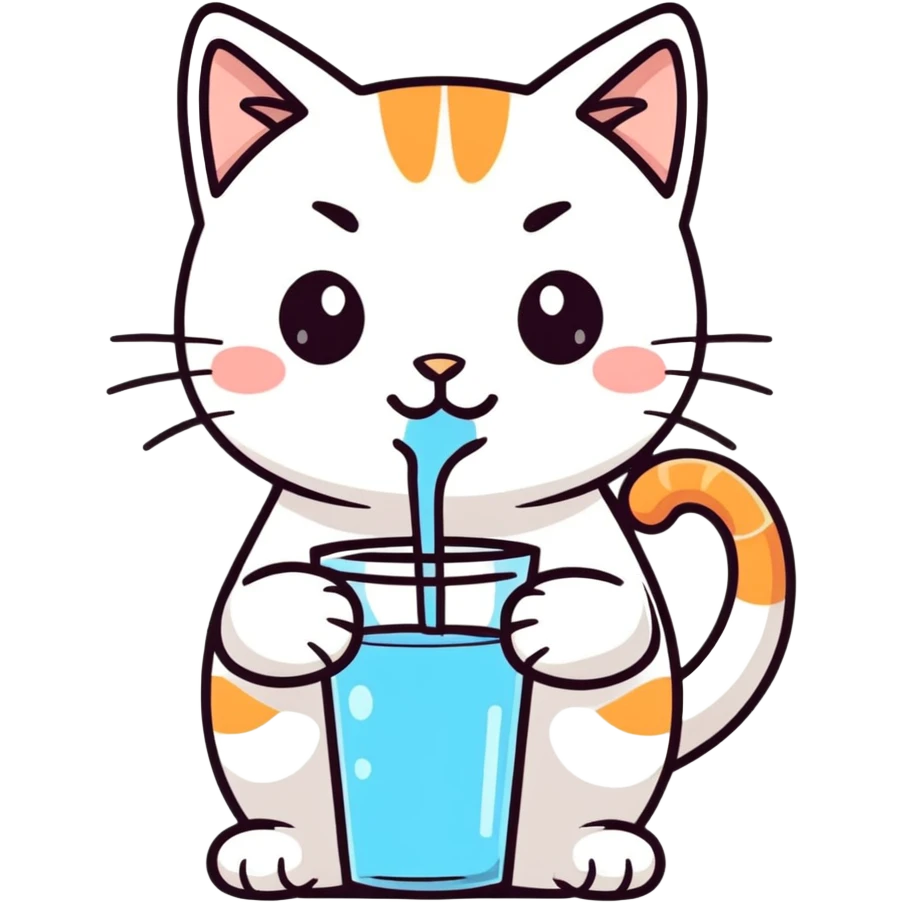 Cat sipping water emoji