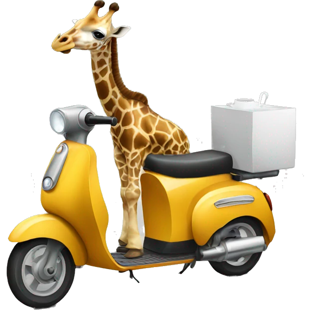 Giraffe on scooter drinking coffee emoji