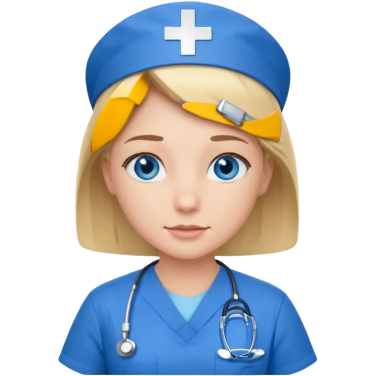 Nurse blue eyes short blond blue scrubs emoji