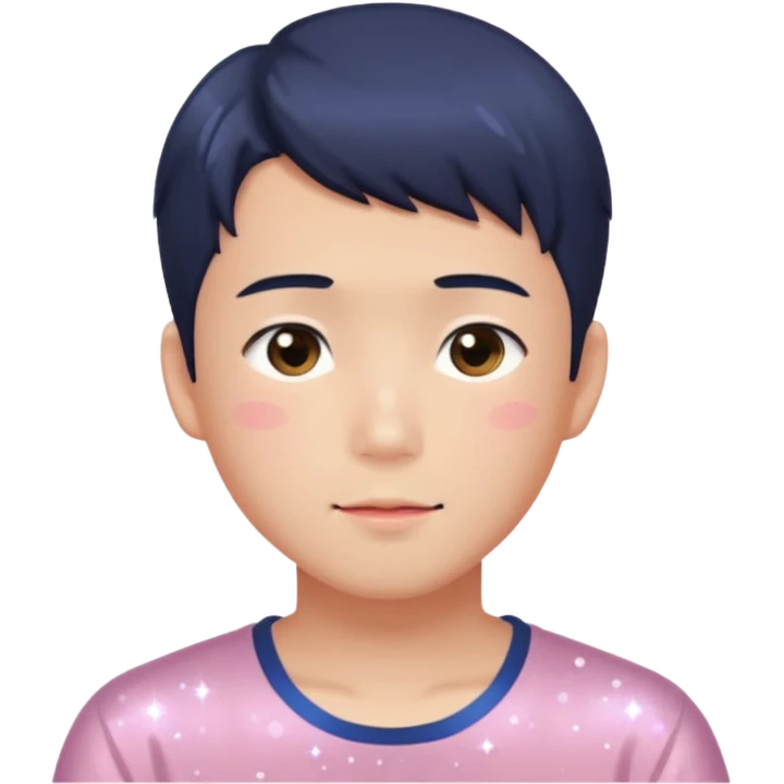 Gorgeous bright sparkly romantic Asian anime gentle man with blushing face aesthetic trending style outside emoji