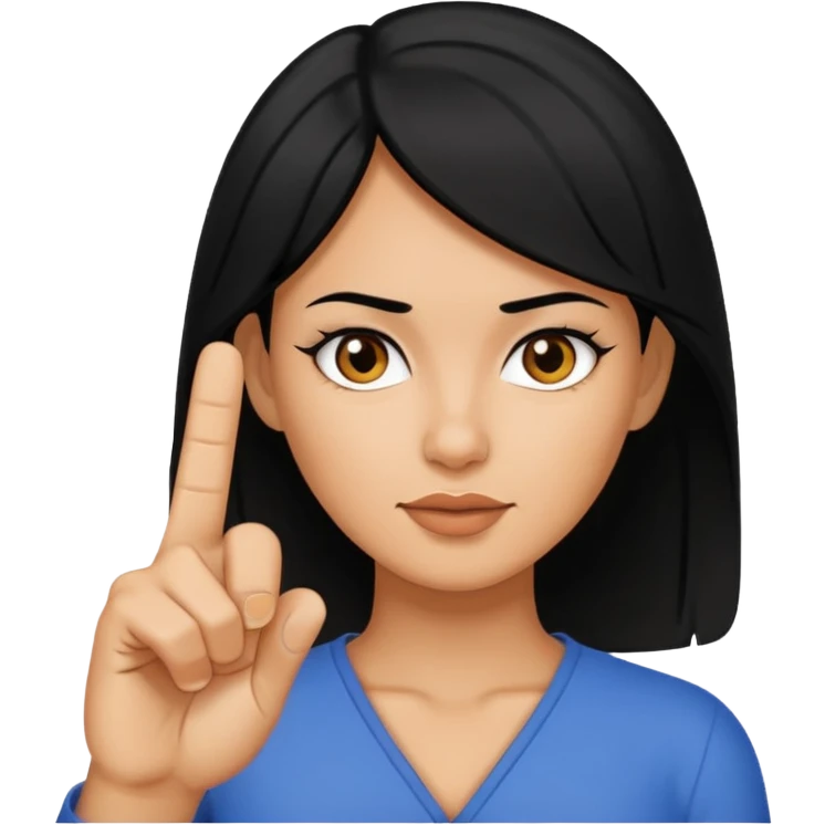 Woman with black hair showing middle finger  emoji
