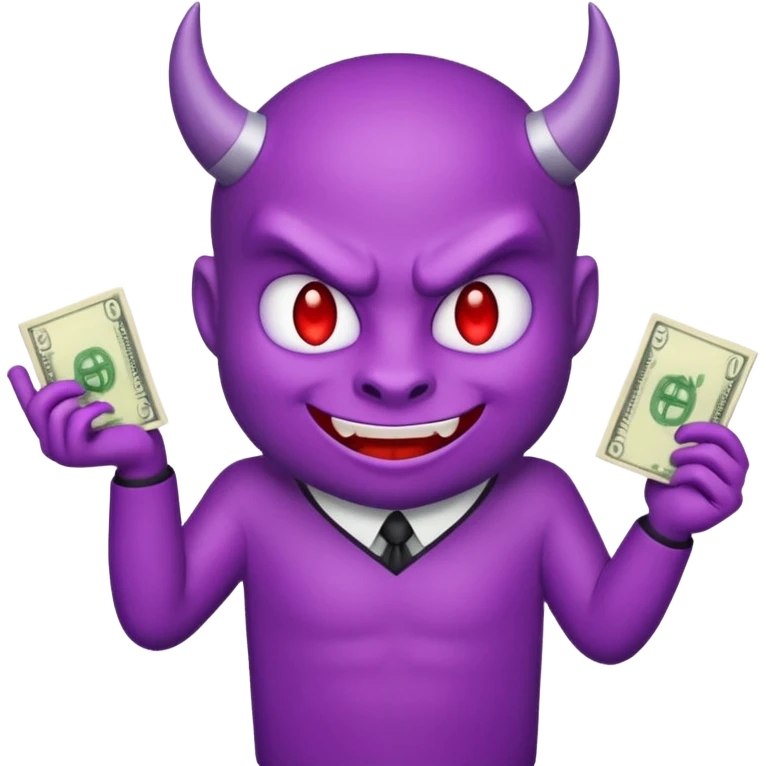 purple devil emoji with money emoji