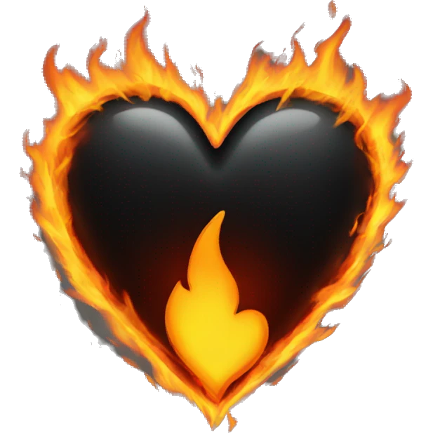 Black heart with fire surrounding  emoji