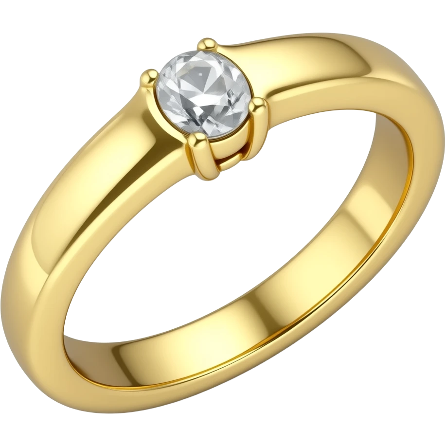 Gold engagement ring, oval diamond, very thin band emoji