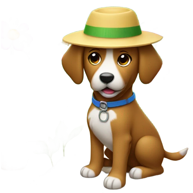 Dog landscaper planting flowers emoji
