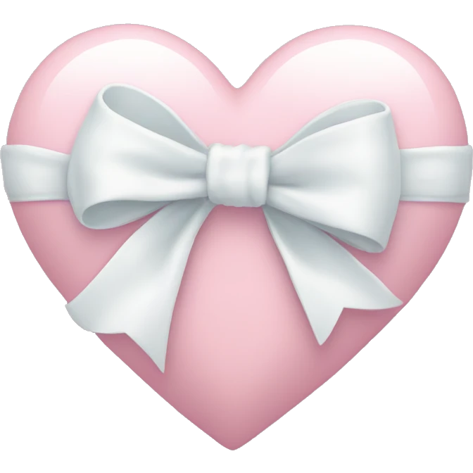 Pastel pink heart with white bow emoji