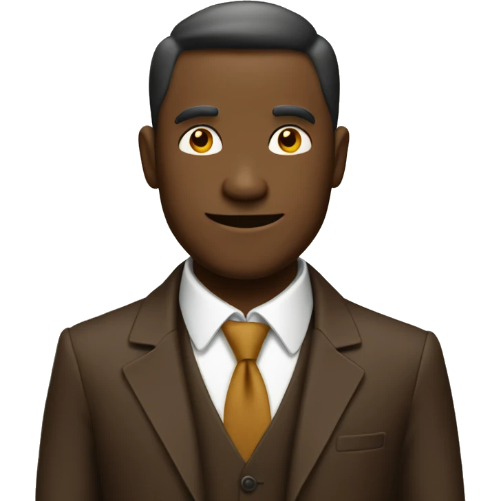 smartly dressed man in brown with phone  emoji