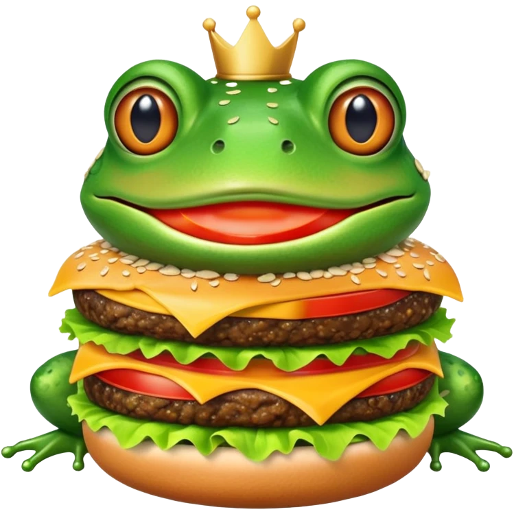 Frog with a big burger  emoji