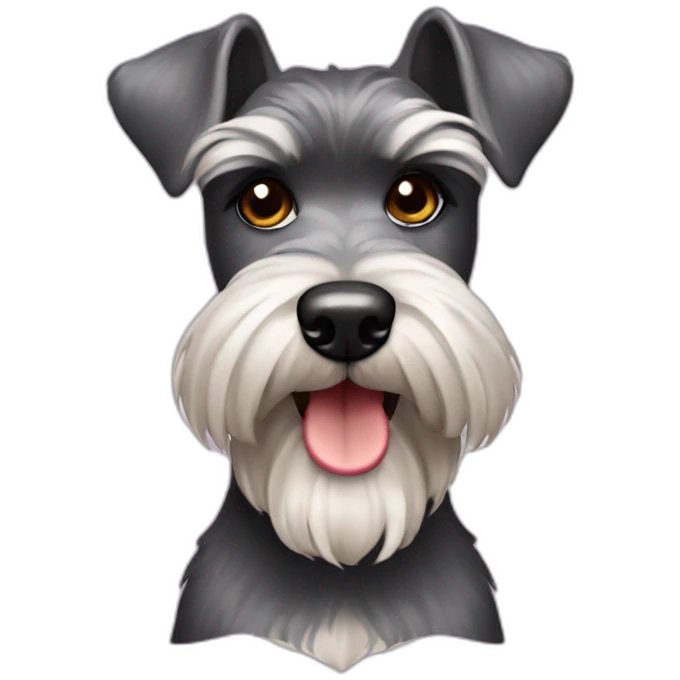 Schnauzer cuerpo completo con cola peluda enojado emoji