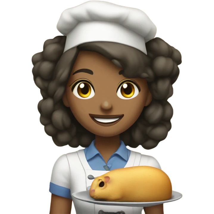 Girl on serving rat emoji