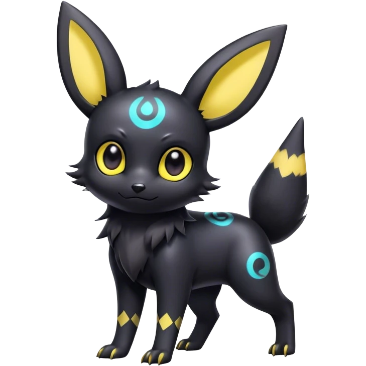 Cool cute edgy kawaii Umbreon-Noibat-animal-creature-hybrid full body emoji