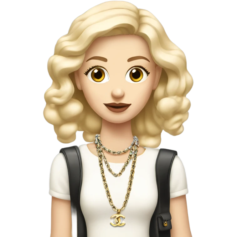 Blonde Chanel Slavic Girl with chanel bag and Chanel necklace emoji