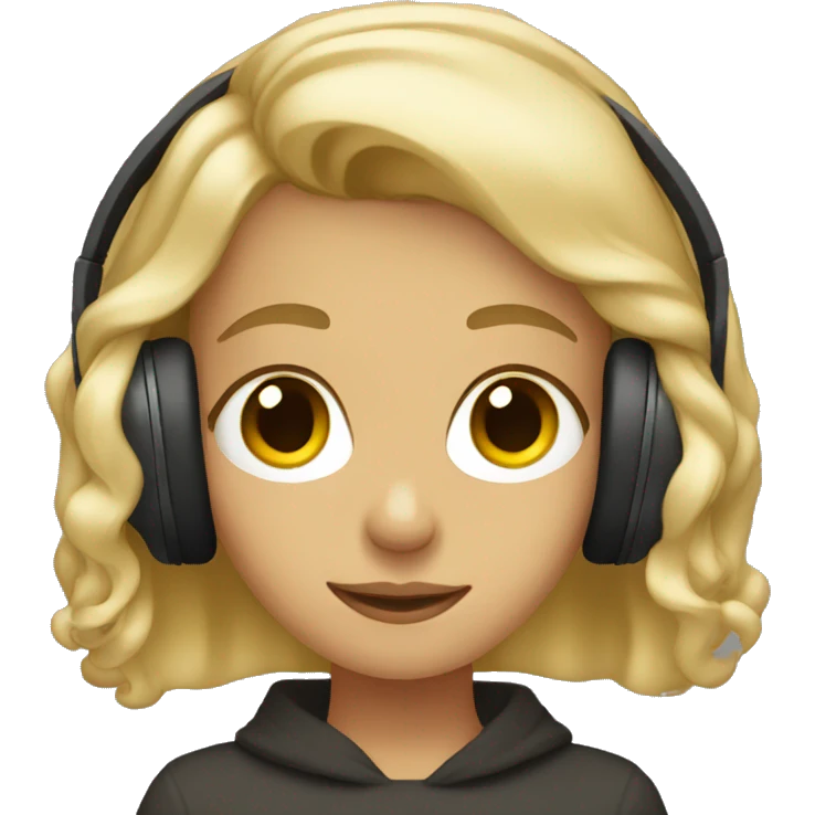 blonde with brown eyes listening to music emoji