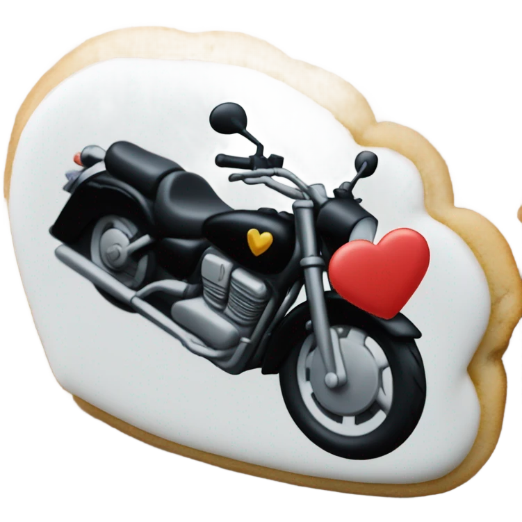 cookie heart with black motorbike  emoji