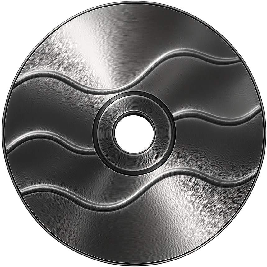 A minimalist CD disc with wave pattern, glowing effect, green color emoji