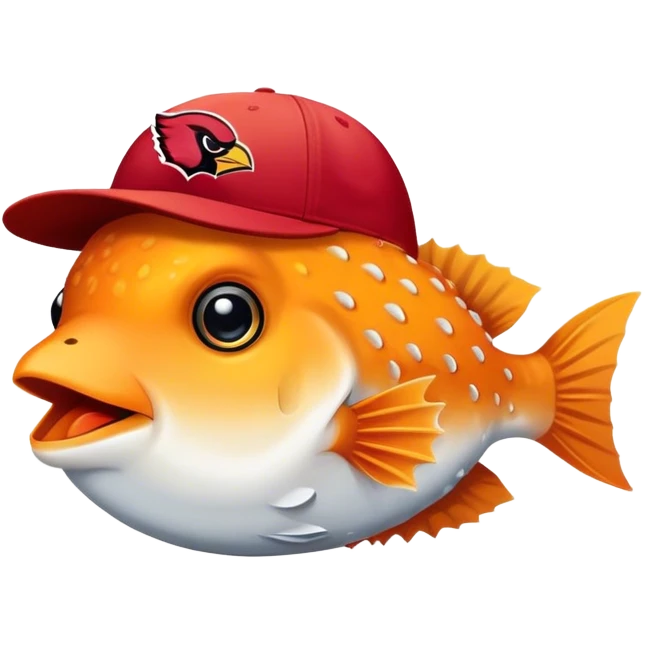 All Orange Blowfish facing forward With an Arizona Cardinals Hat emoji