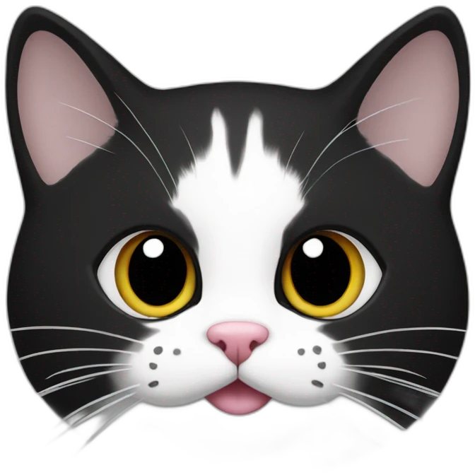 Cat black and white with heart, body white emoji