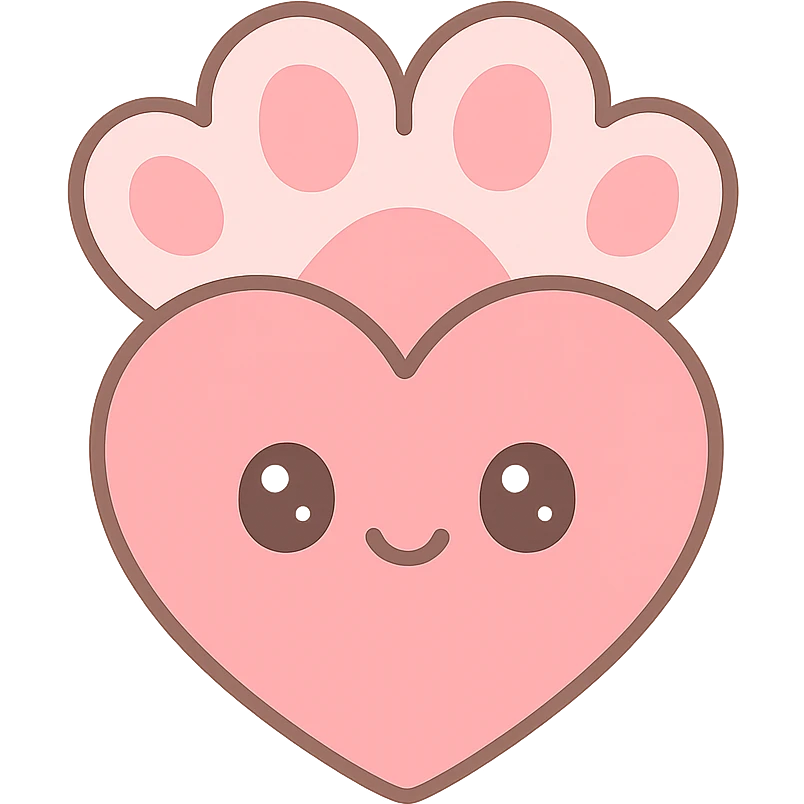 a pink heart in a playful, cute style, resembling a pisyol (cat paw) with soft, rounded shapes and a gentle, friendly vibe emoji