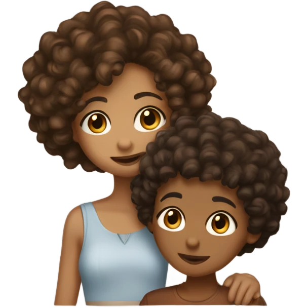 Pretty brownskin girl with short brown hair kissing a lightskin boy with curly brown hair emoji