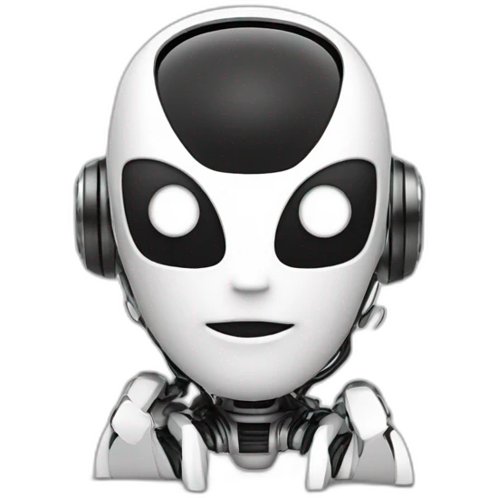 alien titanium ai Chatbot black and white with circuit leaf logo emoji