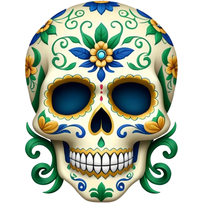 sugar skull in Milwaukee Bucks colors (green, cream, and blue) emoji
