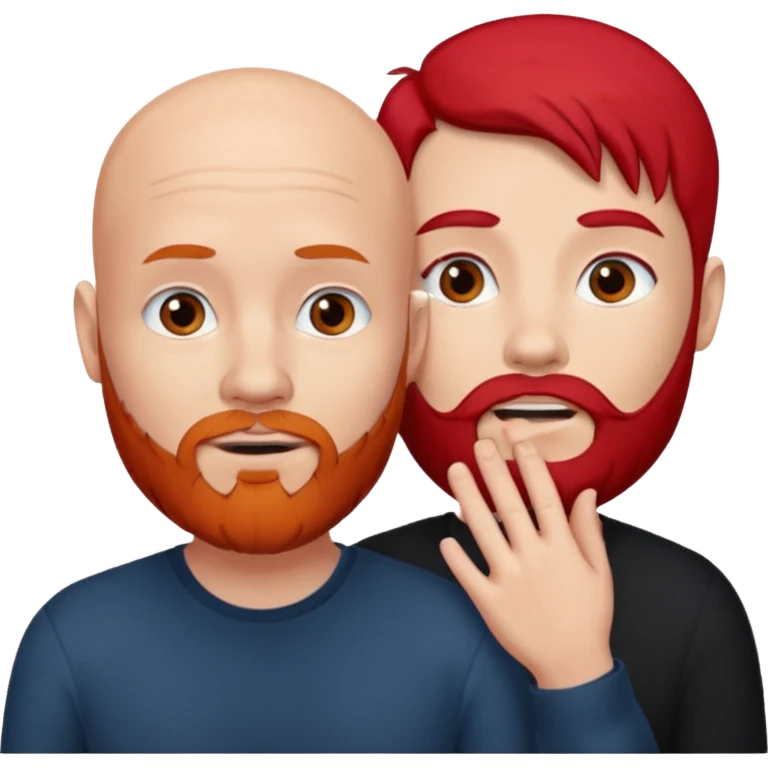 White Bald man with red beard touching face white girl black hair  emoji