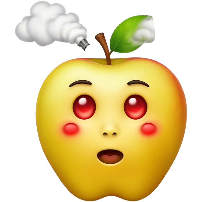 exhaling smoke yellow Apple emoji except the eyes low and red emoji