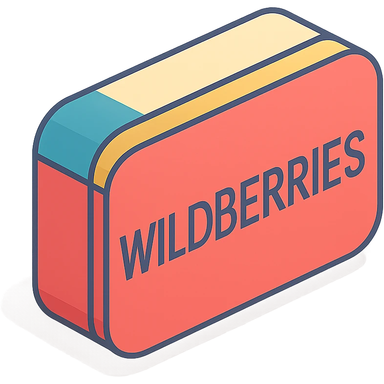 Wildberries marketplace logo, 3D isometric style, vibrant colors emoji