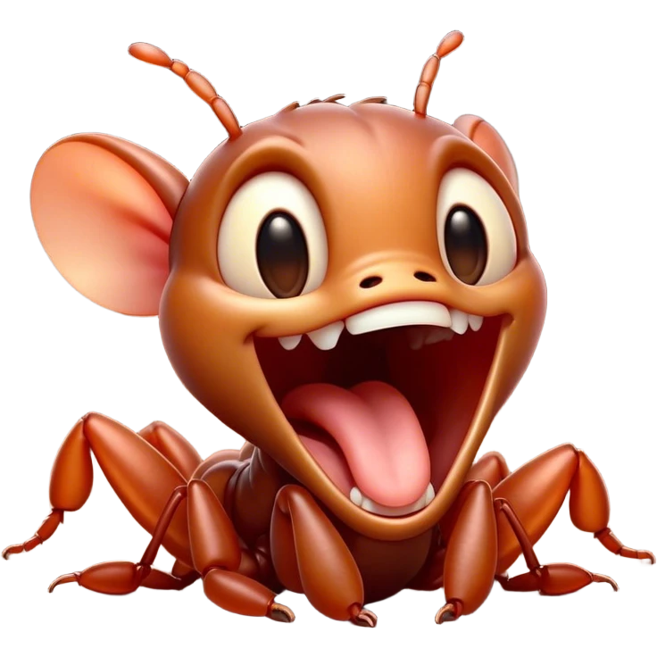 Cinematic Adorable Yawning Ant Portrait Emoji, Head tilted slightly with a dramatic, wide-open yawn, showcasing a tiny, segmented body with softly drooping features and sleepy, half-closed eyes, Simplified yet irresistibly cute features, highly detailed, glowing with a soft, cozy natural glow, high shine, relaxed yet expressive, stylized with a dash of whimsical charm, soft glowing outline, capturing the essence of a drowsy ant that appears ready to stretch out for a nap! emoji