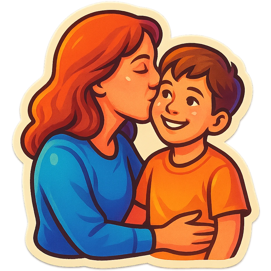 The part about the kiss on the cheek and the part about the kiss on the eye, a mother and son thing emoji