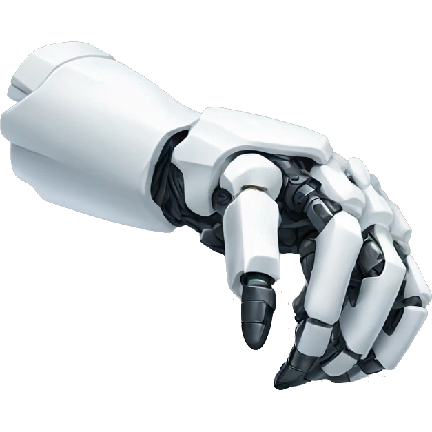 White mechanical cyborg arm and bicep emoji