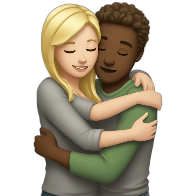 White couple huging emoji
