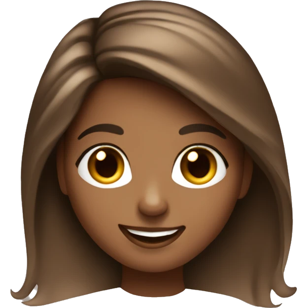 brown balayage Hair girl with macbook, smiling emoji