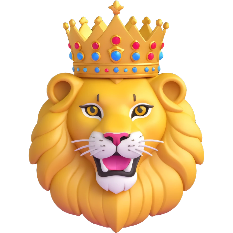 Regal golden lion crest with crown, House Augustus emoji